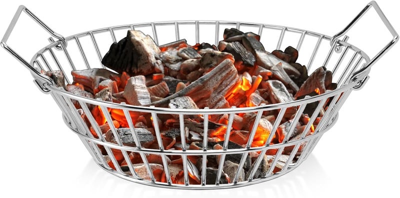 foedo Charcoal Basket, Stainless Steel Grill Ash Basket Fits for Big Green Egg Large/Kamado Joe Classic, Durable Folding Handle - Image 1